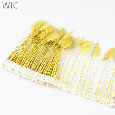 China Biot Fringe Tassel-Stripped Samba Carnival Goose Fin Trim Fringe Cheap Golden Stripped For Carnival Decoration for sale