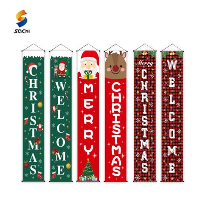 China Advertising Display Banners Custom Printing Indoor Outdoor Merry Christmas Party Porch Hanging Banner For Door Or Wall Decoration for sale