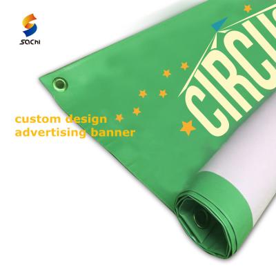 China Custom Full Color PVC Hanging Flex Advertising Banner With Grommets for sale