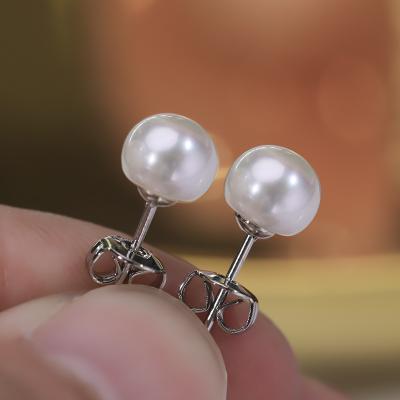 China 2021 Navigation Jewelry Lead Free Nickel Free 925 Small Silver Round Freshwater Pearl Stud Earrings Pin Pearl Earrings Womens Simple for sale