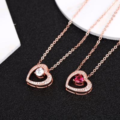 China 2021 Jewelry Diamond Necklace S925 Sterling Silver lead free navigation heart shaped pendants full for sale