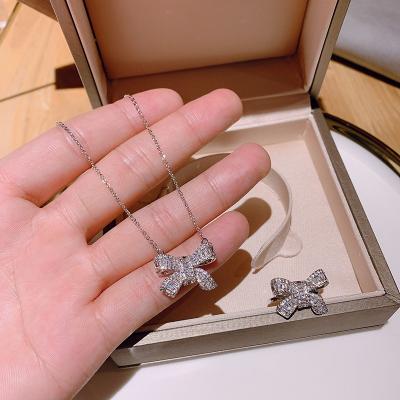 China 2021 Sailing Necklaces Lead Free Nickel Free S925 Sterling Silver Necklace S925 Sterling Silver Bow Knot Necklace Jewelry Bow Knot for sale