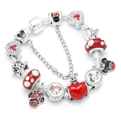 China 2021 Lead Free Nickel Free Jewelry Kids Navigation Gifts Charm Pink Mickey Charm Bracelet DIY Cartoon Bracelet for sale