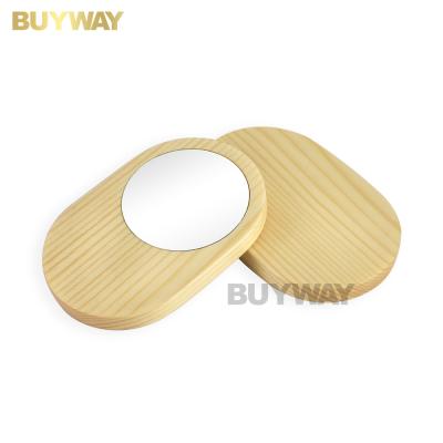 China Small Hand Logo Custom Size Cosmetic Purse Mirrors Private Label Lighted Bamboo Mini Hand Held Mirror With Pouch Bag for sale