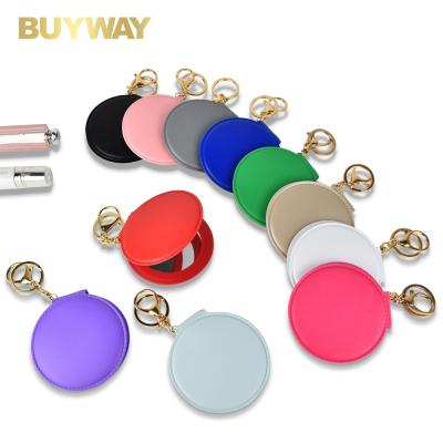 China Cosmetic Contract Mini Makeup Pocket Mirror Foldable Double Sided Logo Custom Vanity Mirror Small Keychain Hand Portable for sale