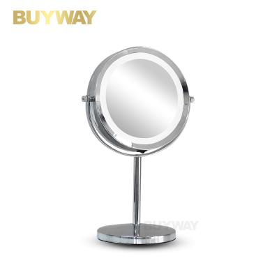 China 1X 5X Double Sided Lighted Circle Dressing Ring Light Led Standup Table Cosmetic Magnifying Mirror for sale