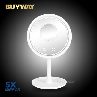 China Factory USB 5X Led Makeup Mirror Lighted Plastic Beauty Breeze Mirror With Fan for sale