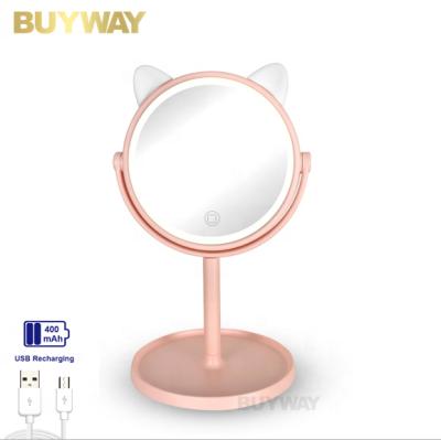 China Lighted Cosmetic Led Mirror Makeup OEM Vanity Lighted USB Rechargeable Table Top Make Up Mirror for sale