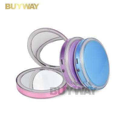 China Customized Custom Compact Mirror Lighted 11pcs LED Purse 1X 5X Magnifying Mini Hand Travel Folding Pocket Makeup Beauty Mirror for sale