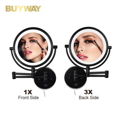 China Hot Selling Magnifying Vanity Mirror Custom Lighted Bathroom Makeup Mirror With Led Lights for sale