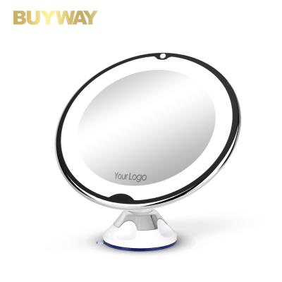 China 5 X Suction Cup Wall Mounted Magnifying Lighted Touch Suction Led Flexible Bathroom Makeup Mirror for sale