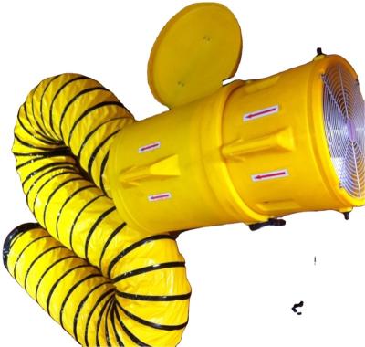 China Blower best price 12inch plastic fan with duct tube and yellow duct for ventilation work for sale