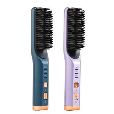 China Huafu USB Rechargeable Cordless Comb Brush Hair Straightener Electric Curler for sale