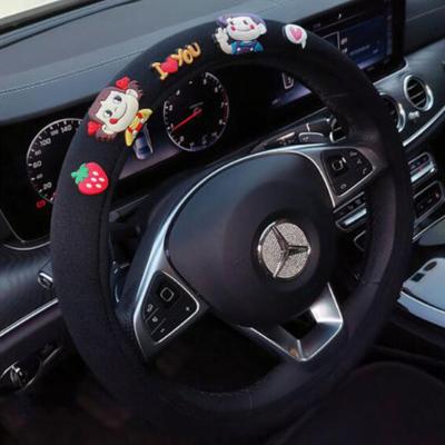 China Cute Cute Car Wheel Cover Winter Universal Short Plush Handlebar Steering Cover Suitable For Girls Car Accessories Decoration for sale