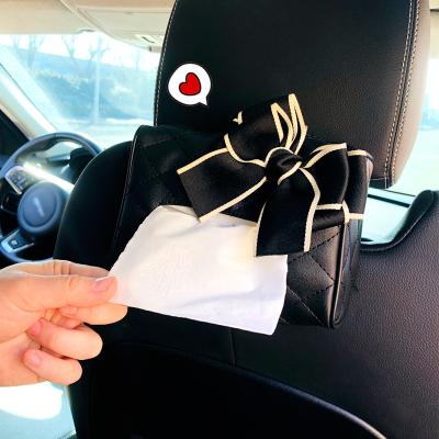 China Cute Creative Cute Car Tissue Box Sun Visor Armrest Box By The Towel Rack Back Seat Drawer Cardboard Car Interior Accessories for sale