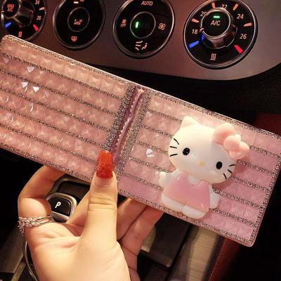 China Leather+Creativity Cute Rhinestone Cartoon Driver License Holder PU Card Bag For Driving Documents Business ID Passport Card Wallet for sale