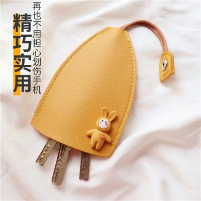 China Cute and creative car accessories leather interior key case mini small key start screen case key chain pendant cute and creative girl's birthday gift for sale