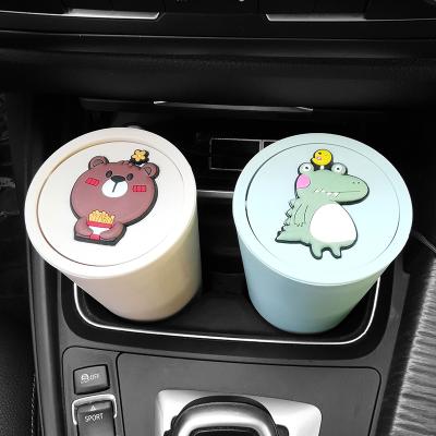 China Rolling Type Mini Small Cute Car Trash Can Car Sundries Storage Bin Car Sundries Storage Bin Activity Cover Office Gift for sale