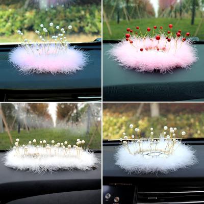 China Anti-slip interior decoration accessories dashboard anti-slip silica gel pearl feather car decoration protection girl car decoration cute gift for sale