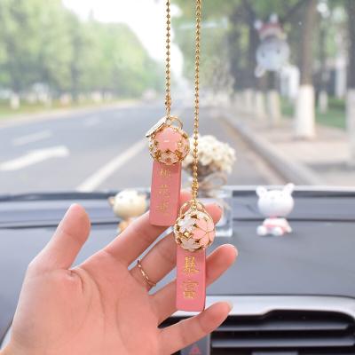 China Simple Personality Cute Bells Wrap Decoration Car Mirror Rear View Chimes Car Pendants Girls Interior Accessories New Fashion Creative Luxury Car for sale