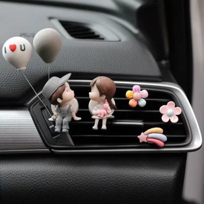 China Creative Hanging Type Cute Girl Birthday Resin Couples Car Decoration Air Freshener Air Conditioning Air Vent Gift for sale