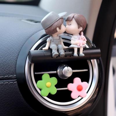 China Alloy+Resin Cute Car Perfume Wearing Solid Decoration Air Conditioner Aromatherapy Accessories Interior Car Air Freshener Lady for sale