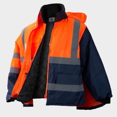 China High Visibility Ready Made Garments 4 Way Parka Polyurethane Coating Fabric S M L for sale