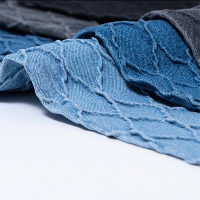 China 9Oz 3D high Elastic Denim Fabric Jacquard cotton dress materials for office wear for sale