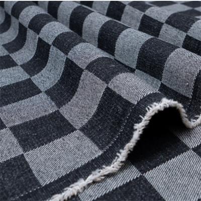 China Weave Jacquard Wear Checkered Denim Fabric 160cm Width 9.2Oz for sale