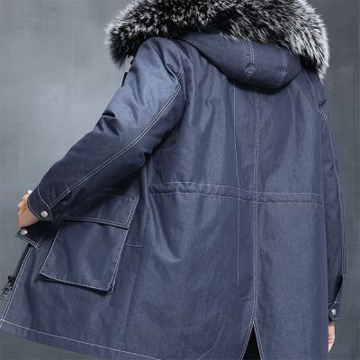 China Denim Ready Made Garments Mens Parka Jacket 300gsm 3XL 5XL for sale