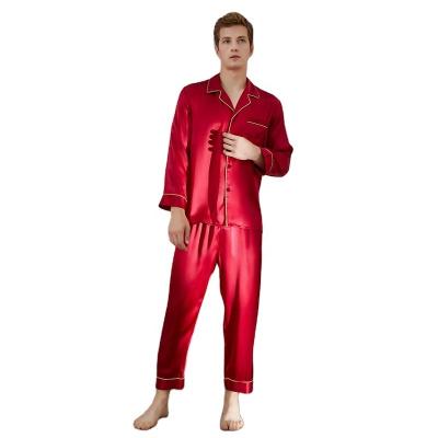 China QUICK DRY silk pajamas set for men's Christmas 22mm most comfortable sleepwear for sale