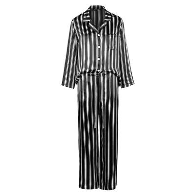 China New Season Wear QUICK DRY Full Stripe Printing Comfortable Pajamas Silk Nightgowns Satin Pajamas Breathable Two Piece Sets for sale