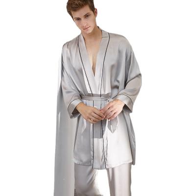 China Wholesale QUICK DRY sexy mens soil robe robe sets long sleeve bathrobe two pieces sets silk robe robe for sale