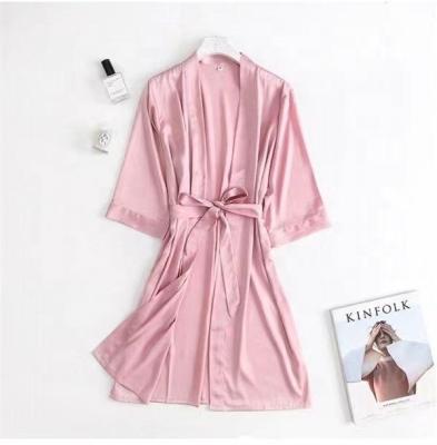 China QUICK DRY Solid Splendid Women's 100% Silk Short Maxi Dress Sexy Sleepwear Long Robe for sale