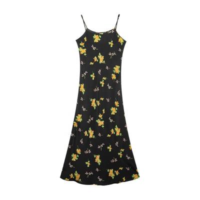 China 2021 Specially Designed Breathable V-Neck Slip Dress Printed Silk Dresses for sale