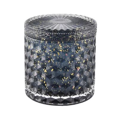 China Metal luxury home decoration design candle jar woven basket glass design with lid wholesale for sale