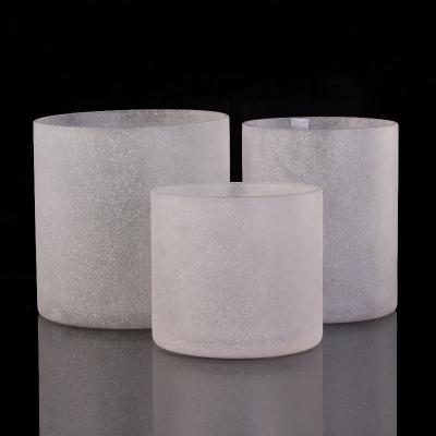 China Wholesale Frosted Glass Candle Jar Customized Frosted Glass Candle Cup Containers for sale