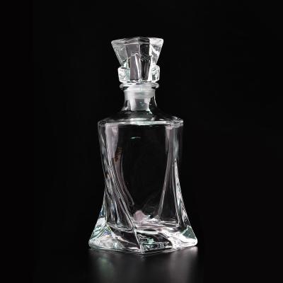 China Modern; stylish twisted glass whiskey with lid wine bottle for sale