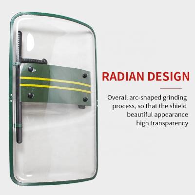 China Anti Riot Protective Equipment Shield Army Green Protective Security PC Handheld Transparent Radian Tactical Military Explosion Proof Shield à venda