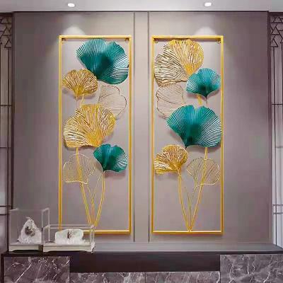 China Nordic Modern Minimalist Iron Wall Decoration Ginkgo Leaf Light Luxury Wall Hanging for sale