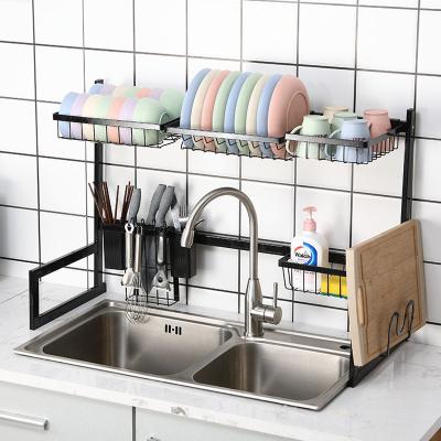 China Ironwork Sink Storage Rack Black Drain Dish Kitchen Household Storage Rack Chopsticks Storage Rack for sale