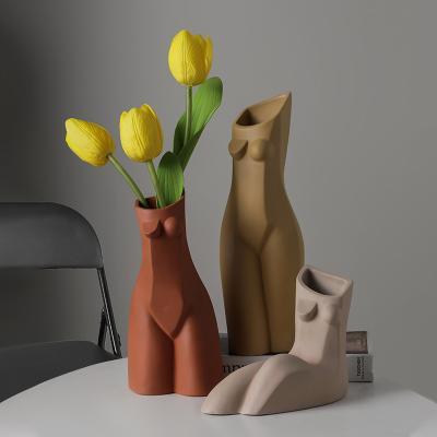 China Nordic Geometric Creative Home Decor Art Flower Vase Minimalist Human Body YunChuang Vase Ceramic Vase for sale