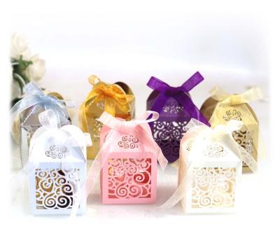 China Food Wedding Favor Small Gift Box Lace Up Candy Box For Baby Shower Chocolate Paper Box With Ribbon for sale