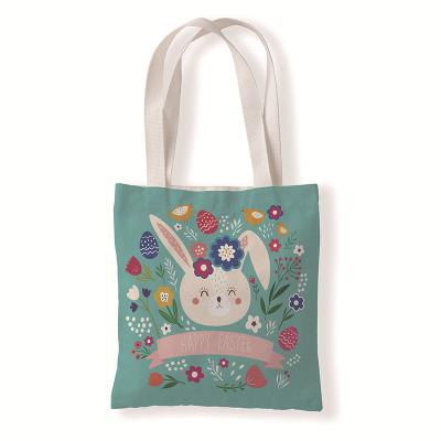 China Cute Cute Easter Day Cotton In-Stock Long Strap Easter Canvas Bag for sale