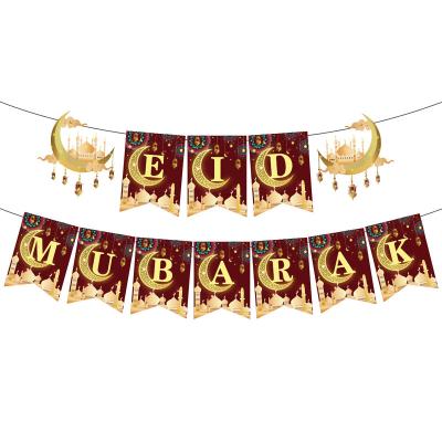 China Ramadan Eid Mubarak Party Banner Home Wall Paper Decor Balloons Cupcake Ramadan Decorations Stunning Set for sale