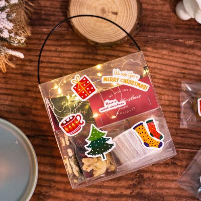 China Biodegradable Portable Transparent Christmas Gift Folding Clear Plastic PET PVC Candy Cookie Packaging Box for sale