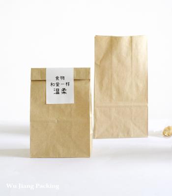 China High Quality Biodegradable Stand Up Pouch Brown Snack Kraft Paper Take Away Bread Bags for sale