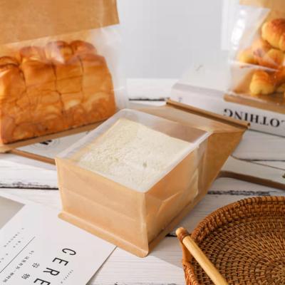 China WUJIANG Biodegradable Craft Paper Yarn Seal Toast Bread Bags Toast Pouch With Windows for sale