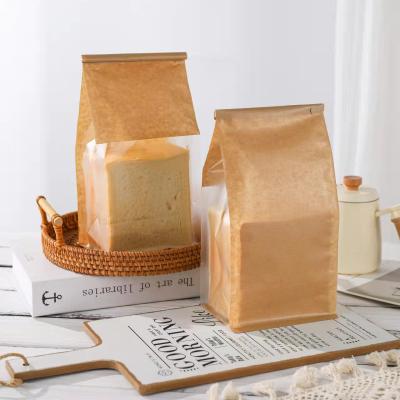 China WUJIANG Biodegradable Craft Paper Yarn Seal Toast Bread Bags Toast Pouch With Windows for sale