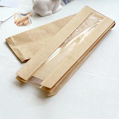 China Biodegradable Custom Greaseproof Long Bread Toast Baguette Air Permeability Air Kraft Paper Bags for sale